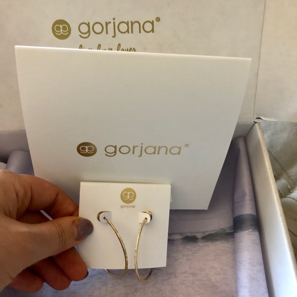 NWT Gorjana large gold shimmer hoops